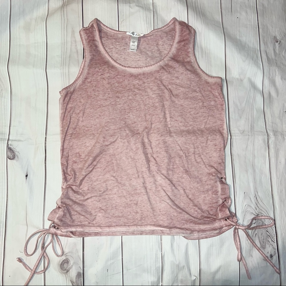 Mauve distressed Tank Top with Ruched Tie Sides - Women's size Medium